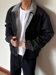 HEARUJOY - Streetwear Vintage Plaid Patchwork Jackets Mens Fashion Long Sleeve Zip-up Jacket Coat Men 2025 Autumn Daily Casual Lapel Coats