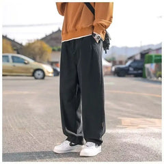 HEARUJOY - American high street workwear men spring and autumn new thin retro casual loose straight pants