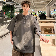 HEARUJOY - Baggy T Shirt for Men 100℅ Cotton Top Man Tee Shirts New in Vintage Clothing Cool Basic Korean Popular Clothes Streetwear Casual