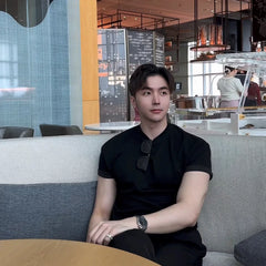 HEARUJOY - Ice-sensing Air Layer Ultra-thin Quick-drying Round Neck Shoulder-retching Sleeves Elastic Smooth Cool Short-sleeved T-shirt