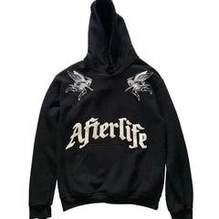 Hearujoy Men's and Women's Same Style Angel Letter Print Cardigan Jacket Loose Zipper Hooded Sweater Harajuku Hip-hop Hoodie