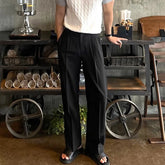 HEARUJOY - New Casual Solid Color Suit Pants Mens Spring Autumn Fashion Pleated Draped Loose Trousers For Men Vintage Loose Straight Pants