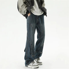 Hearujoy Jeans Men Vintage Patchwork Buttons Special Students High Street Korean Style Simple Daily Leisure All-match Jean Pants