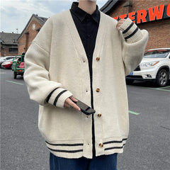 Hearujoy 2024 British Retro Cardigan Sweater New Korean Harajuku Academic Knitted Sweater Pullover Hip Hop Streetwear Loose Knitwear Tops