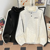 Hearujoy Blocking Stand Up Collar Pullover Hoodie for Men Spring Autumn American Retro Clean Fit Oversized Casual Sports Top Jacket