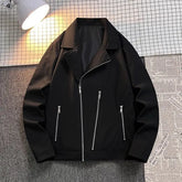 HEARUJOY - Zippered Men's Spring Autumn Design New American Casual Jacket Trendy Retro Lapel Handsome