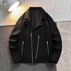 HEARUJOY - Zippered Men's Spring Autumn Design New American Casual Jacket Trendy Retro Lapel Handsome