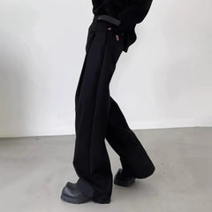 HEARUJOY - Men's Solid Color Wide-Leg Suit Trousers American Retro Fashion Trend Street Loose Casual Breathable Summer Men's Bottoms