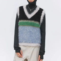 Hearujoy Sweater men's vest Korean version Y2k elegant retro fashion chic autumn and winter streetwear contrast stitching unisex vest