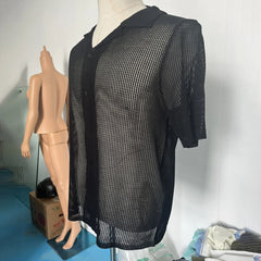 HEARUJOY - Top Men\'s Shirt Men's Shirt Fashion Streetwear Tops Hollow Out Knitted Men Sexy Beach Shirts Breathable Hot New