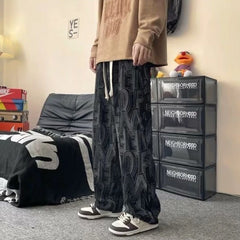 HEARUJOY - Trousers Man Sports Pants Printing Graphic Fashion Clearance Sale Casual Cool Essential Trend Retro Sweatpants for Men Straight