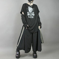 Hearujoy 2024 Fashion Vintage Graphic Tshirts Contrast Aesthetic Y2k Tops Men's  Detachable Long Sleeve Harajuku Streetwear Tee Shirts