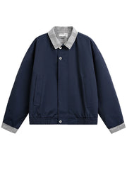 HEARUJOY - Streetwear Vintage Plaid Patchwork Jackets Mens Fashion Long Sleeve Zip-up Jacket Coat Men 2025 Autumn Daily Casual Lapel Coats