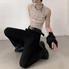 Hearujoy Sexy Tank Top Men's Mesh Tight Stretch Vests Trend Fashion Y2k Streetwear Singlet Sleeveless Top Tees LGBT Unisex Undershirts