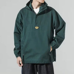 Hearujoy Sweatshirt Men's Pullover Solid Color Top Men's Hooded Half Zipper Loose and Versatile Trendy Men's Outerwear Top