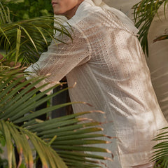 HEARUJOY - Mens Shirt Hollow Breathable Casual Shirt Summer Streetwear Beach Vacation Versatile Short-Sleeve Top Men'S Clothing