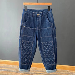 HEARUJOY - Vintage High Street Hip Hop Jeans For Men Spring Autumn Loose Wide Leg Big Pocket Overalls Trendy Y2K Neutral Denim Cargo Pants