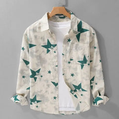 HEARUJOY - Spring Japanese Letters Gradient Print Men's Loose Casual Long-sleeved Shirt