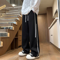 HEARUJOY - Harajuku Style Korean Men Wide Leg Pants 2025 New Printed Men Joggers Sweatpants Overalls Men Printed Streetwear Harem Pants