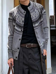 HEARUJOY - Stylish Men's Knitting Jacket Coat Autumn Winter Casual Stand Collar Button-up Cardigans Men Sweatercoats Vintage Crochet Coats