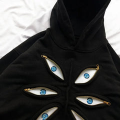 Hearujoy Y2k Hip Hop trend Harajuku Sweatshirt Fashion Loose casual pullover hoodie Men retro Demon Eyes zipper embroidery design hoodie