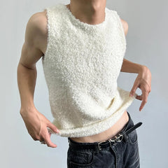 HEARUJOY - Mens Sexy Slim Shearling Vest 2025 New Genderless Fashion Youth Trend Versatile Comfortable Solid Color Simple Tank Top Unisex