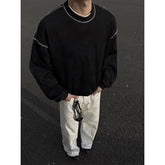 HEARUJOY - Black Tie Dye Hoodie Men Fashion Retro Round Neck Sweatshirt Men Streetwear Korean Loose Hip-hop Pullover Hoodie Mens Hoody