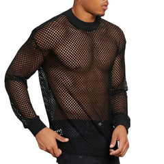 HEARUJOY - Breathable Fitness Shirt Hollow-Out T-Shirt 2XL Breathable Mesh T-shirt For Men Hollow-out Crew Neck Design Fashionable Style