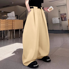 HEARUJOY - Men Pants Solid Color Button Joggers Oversize Male Wide Leg Pants Streetwear Pleated Fashion Casual Trousers Men