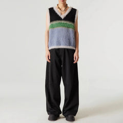 Hearujoy Sweater men's vest Korean version Y2k elegant retro fashion chic autumn and winter streetwear contrast stitching unisex vest