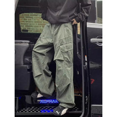HEARUJOY - American straight-leg casual pants men's Hong Kong style spliced contrasting wide-leg pants in summer thin young people quick-