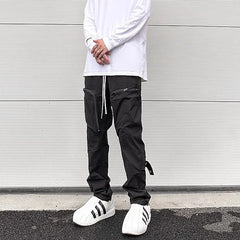 Hearujoy Buckle Multi-pockets Pantalones Hombre Baggy Y2k Cargo Pants for Men Vibe Style Straight Overalls Oversized Functional Trousers