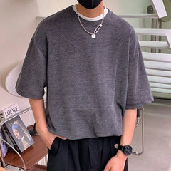 HEARUJOY - Recessed design tshirt men Solid Hip Hop Loose Mens T-shirts Casual Chic Summer Short Sleeves Streetwear Tshirt Tees Oversize