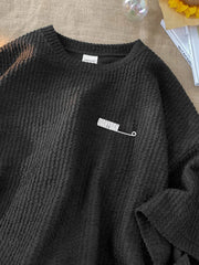 Hearujoy Waffle Short-sleeved T-shirt Niche Designer Unique Special Top Men Summer Lovers Loose High Street Hong Kong Style Tees