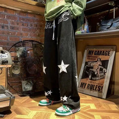 HEARUJOY - Retro High Street Star Trend Vbie Autumn Winter Collection Designer Straight Loose Fit Versatile Casual Long Pants