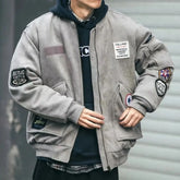 Hearujoy Mens Smart Appearance Manly And Ruggar Style Autumn And Winter Pilot Jacket Baseball Jackets Mens Trendy Label Workwear Feeling