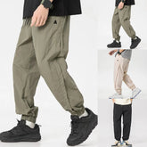 HEARUJOY - Men Multi Pocket Cargo Pants Casual Loose Trousers Thin Sport Simple Solid Color Medium Waist Shorts