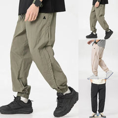 HEARUJOY - Men Multi Pocket Cargo Pants Casual Loose Trousers Thin Sport Simple Solid Color Medium Waist Shorts