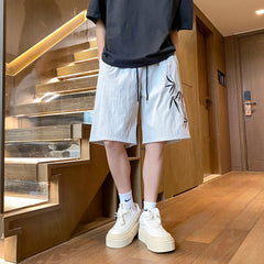 Hearujoy Summer New Embroidery Shorts Men Wide Leg Fashion Short Pants Youth Streetwear Loose Casual Shorts Black/Gray Oversized 5XL