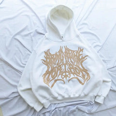 Hearujoy Punk Goth Oversized Patchwork Pattern Sweatshirt Hoodie Mens and Womens Long Sleeved Pullover Y2k Hoodies Casual Clothes Tops