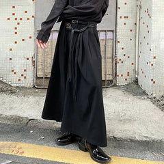 Hearujoy Mens Dark Knight Style Japanese Genderless Culottes New Necessities Couple Mid-Length Retro Loose Casual Solid Color Culottes