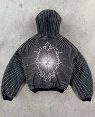 HEARUJOY - New High Street Trendy Brand Jacket Gothic Punk Harajuku Embroidered Zipper Hoodie Men Hip Hop Retro Casual Oversized Sweatshirt