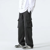 HEARUJOY - Men Elastic Waist Solid Color Cargo Pants Multi Pocket Loose Baggy Pants for Women Streetwear Harem Casual Pants하렘 바지