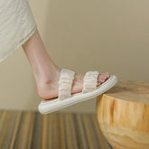 Hearujoy Summer Slippers Women Casual Platform Shoes OpenToe Woman Shoes flat Heel Shoes for Women Solid Slippers Black Shoe