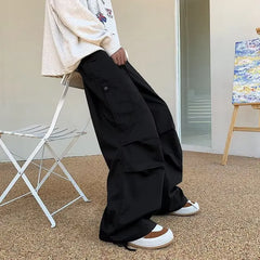 Hearujoy  Green Cargo Pants Men Japanese Oversize Wide Leg Trousers Male Black Loose Casual Streetwear Hip Hop Safari Style
