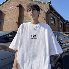 HEARUJOY - T Shirt Oversized Cotton For Men White Men's Letter Print T-shirts 5XL Men Casual Wear Summer Tee Shirts Unisex Big Size