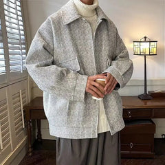 HEARUJOY - Autumn Winter New Fashion Turn-down Collar Long Sleeve Solid Jackets Men's Clothing Button All-match American Style Vintage Tops