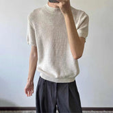 HEARUJOY - Summer New Men's Knitted Short-sleeved T-shirt American Fashion Trend Casual Simple Loose Breathable Unisex Men's Tops