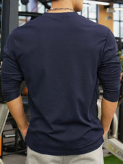 HEARUJOY - A New Long-sleeved V-neck Polo Shirt With A Stand-up Collar And Elastic Vertical Stripes For Men Of European Size In Autumn