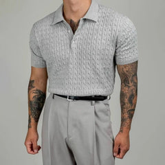 HEARUJOY - Men's Knitted Short-Sleeved Polo Shirt American Retro Fashion Trend Casual Simple Loose Breathable Niche Summer New Men's Tops